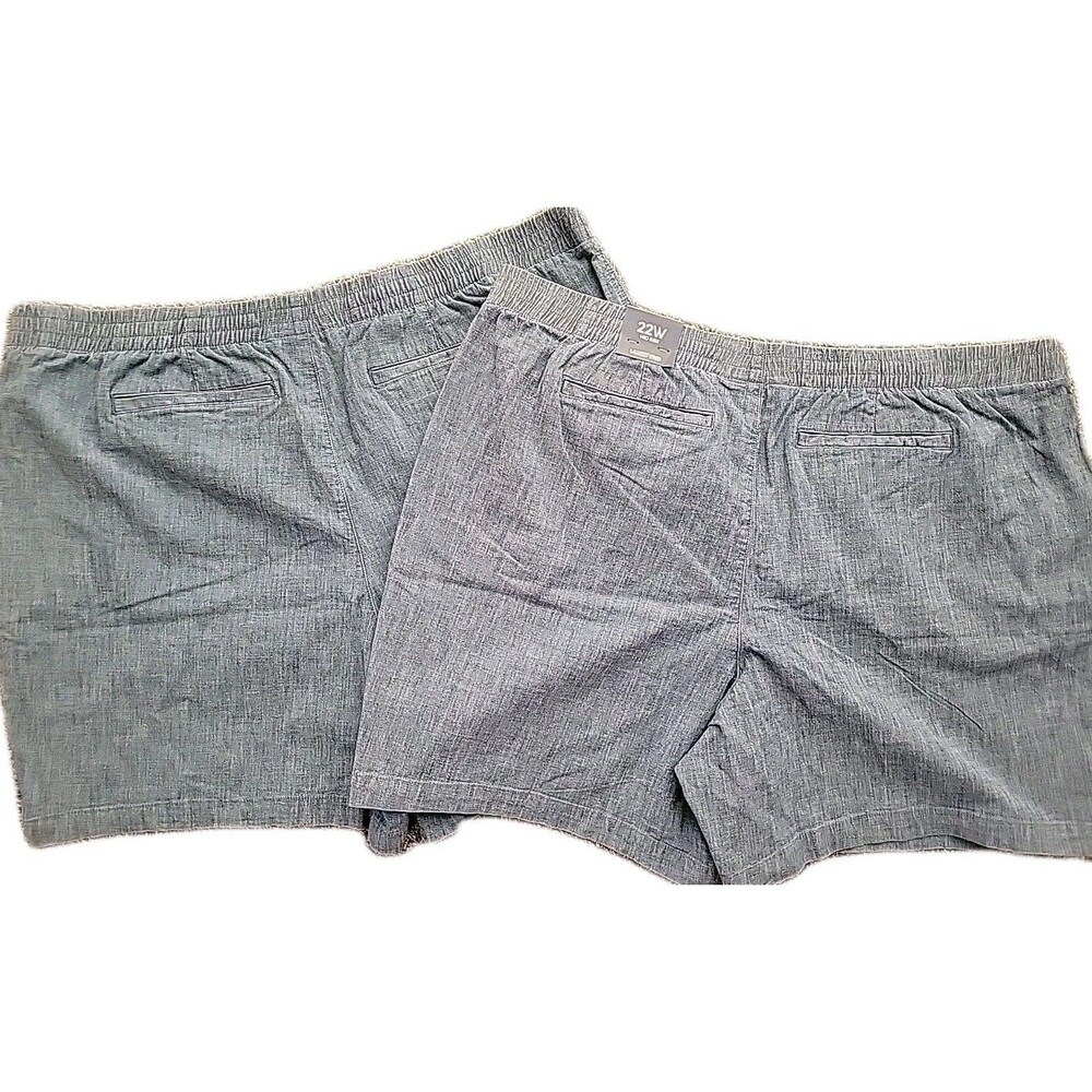Lands’ End Bermuda Shorts 22W Chambray Blue Pockets Mid Rise Cotton Spandex Lot - Picture 3 of 8